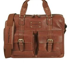 Tommy Bahama Large Leather Messenger Crosbody